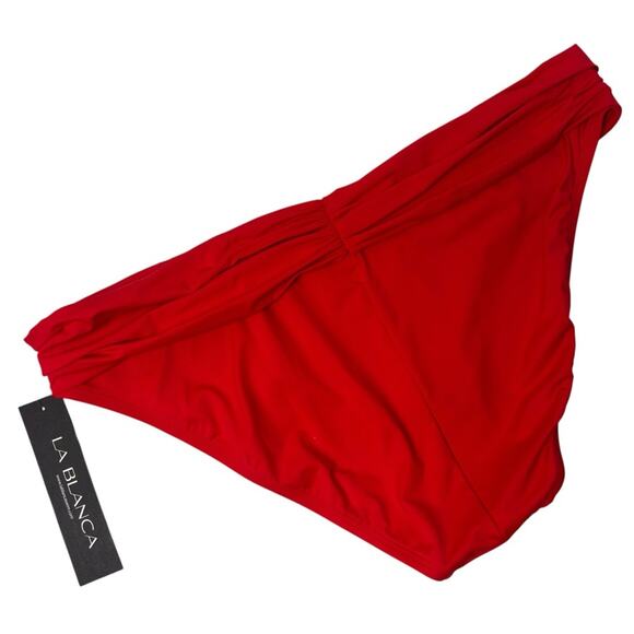 LA BLANCA RED WOMEN HIGH WAISTED SWIMMING BIKINI BOTTOM US 14 BRAND NEW - Picture 2 of 6